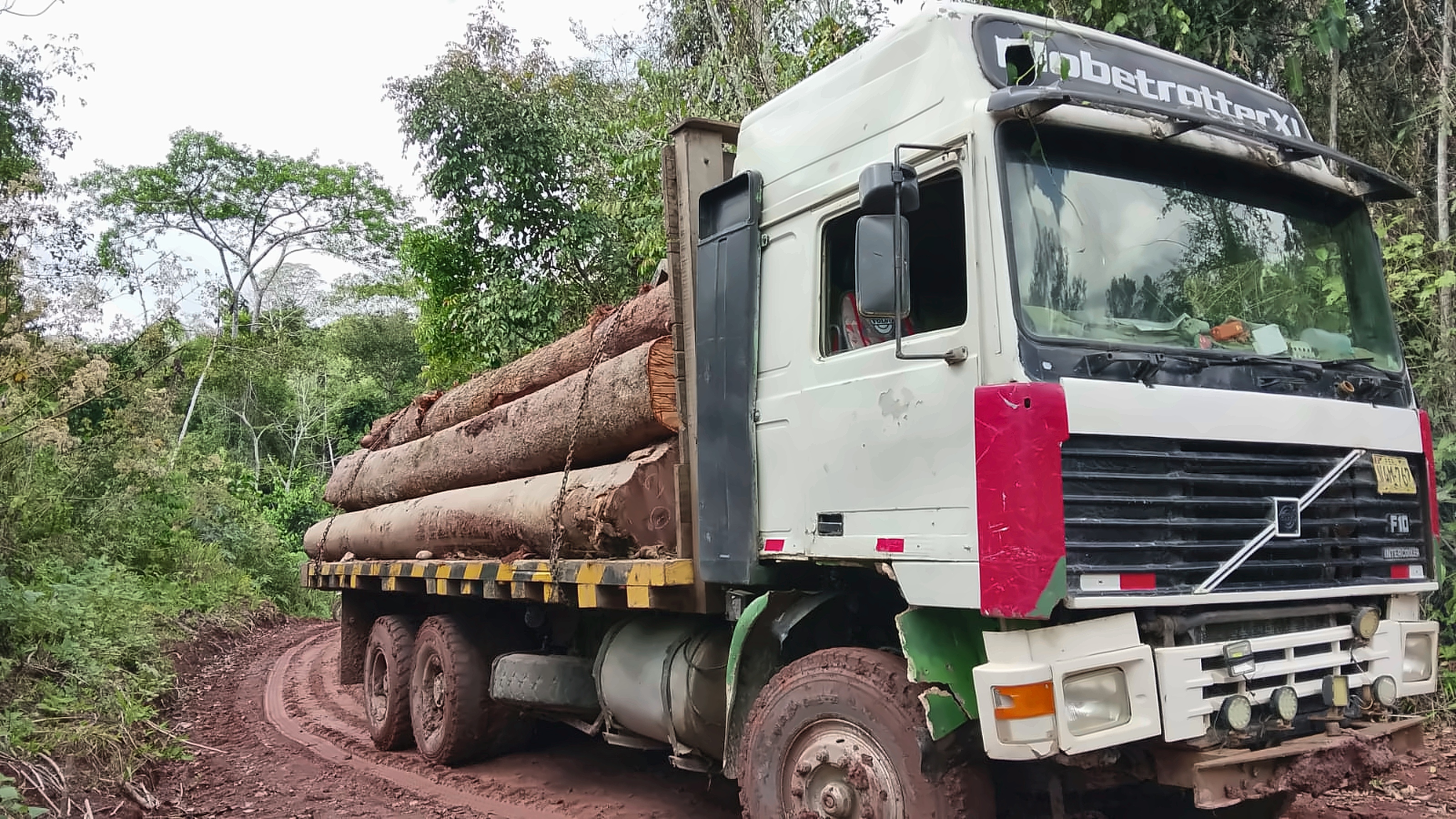 Camión Volvo utilizado en operaciones forestales