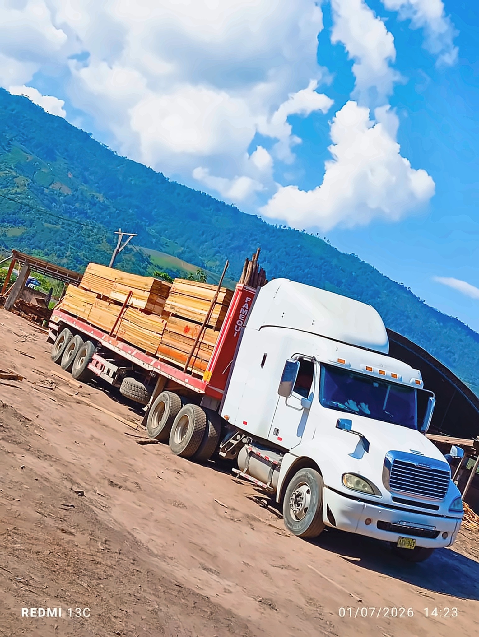 Camión transportando madera aserrada